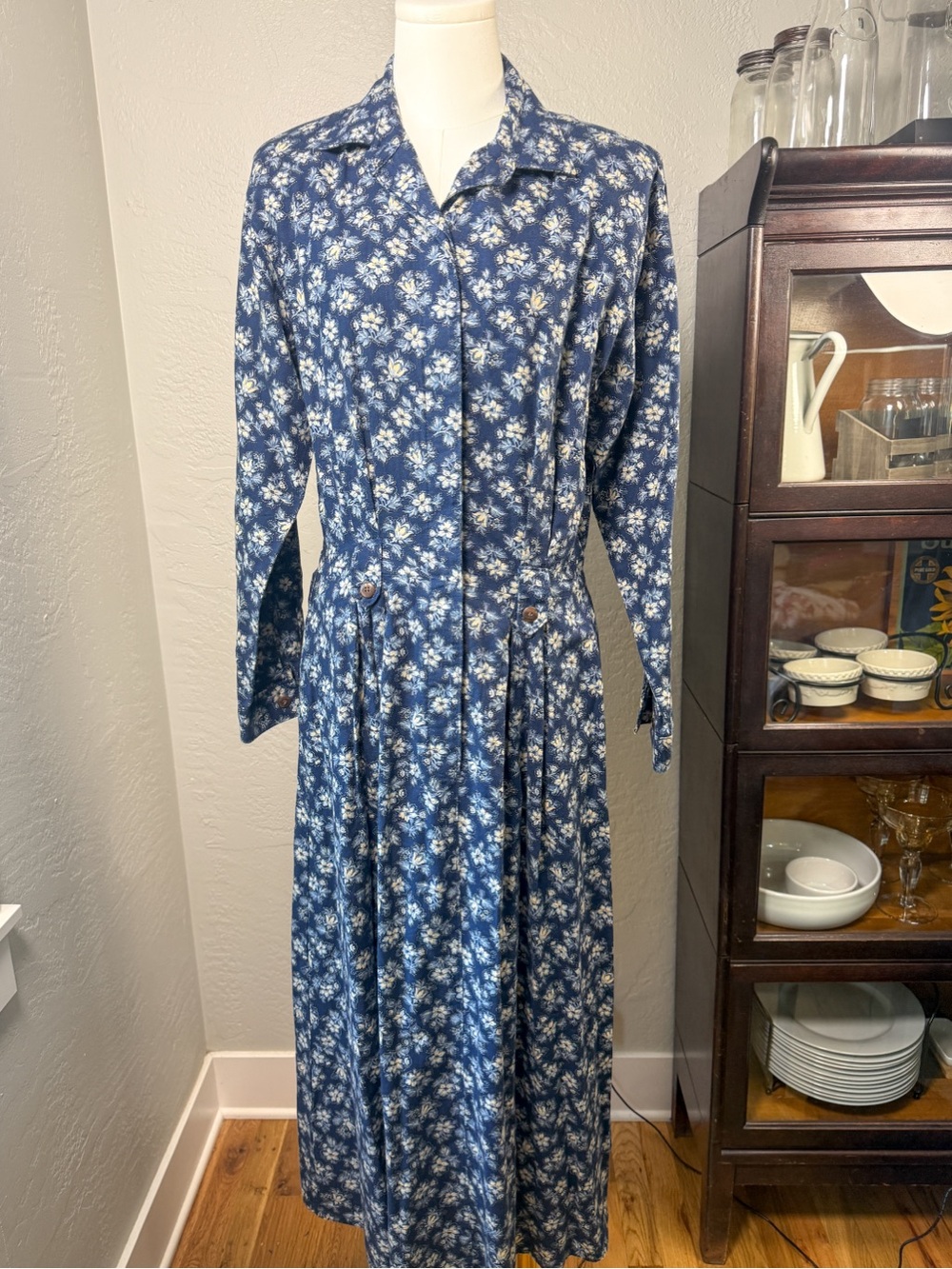 Vintage Gotcha Covered Blue Floral Prairie Midi Dress Women’s Size 12